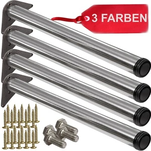 4 X Tischbeine Edelstahl Metall schwarz Ø 60 mm höhenverstellbar Tischfüße Möbel - Bild 1 von 11