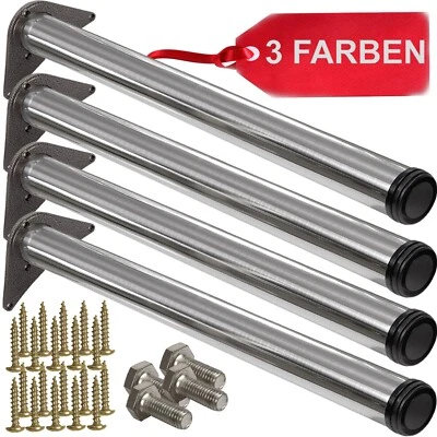 4 X Gambe Tavolo Acciaio Inox Metallo Nero Ø 60 mm Altezza Regolabile Piedini Tavolo Mobili - Immagine 1 di 4