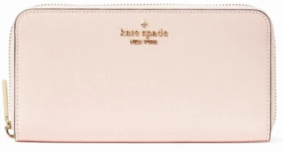 Nueva Cartera Continental Grande Kate Spade Madison Cuero Saffiano Rosa Caracola Foto 1 de 3