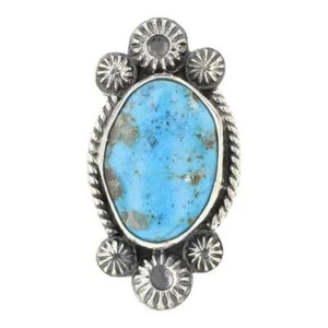 LONG Kevin Willie Navajo Campitos Turquoise Sterling 15 grm adjustable 6 to 8.5 - Picture 1 of 7