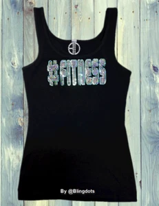 # Fitness bling tank top Gym Workout Sequins Shirt Wod Cross training fit shirt - Picture 1 of 5