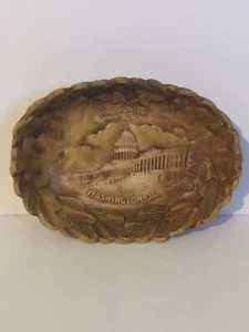 Capital Washington DC Collector Plate Souvenir Carved Wood Bowl Dish Vintage  - Picture 1 of 3