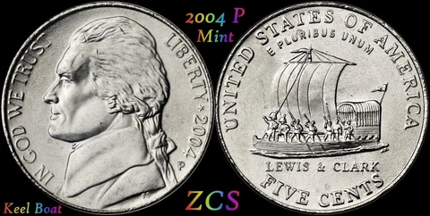 2004 P Jefferson Nickel Keel Boat U.S. Mint Roll Westward Journey 5 cents Cover