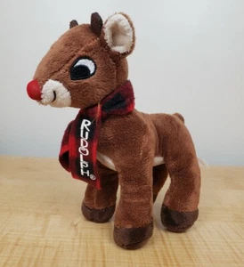 Rudolph the Red Nosed Reindeer Small Plush with Plaid Scarf with Name Standing - Picture 1 of 16