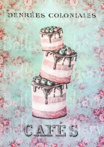 Handarbeit 8x10 Cafe Kuchen Stapel Blumen Shabby Chic Handarbeit Quilt Baumwolle Stoff Block - Bild 1 von 4