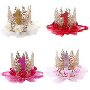 1st Birthday Party Year Old Sequined Crown Kids Mesh Crown Princess Pink Gold