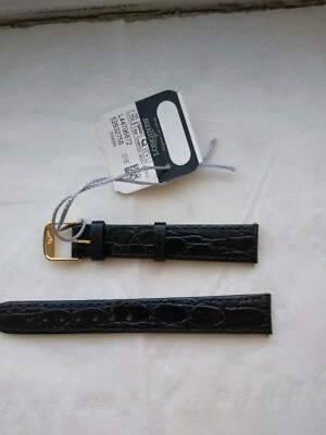 Nuevo Auténtico Longines correa de piel de cocodrilo negra hebilla de 14mm de ancho Foto 1 de 2