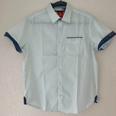 Free Planet Mens Short Sleeve Button Up Shirt Mint Green Medium Paradise NWT - Image 1 of 4
