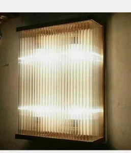 Apliques de pared antiguos Art Deco de latón y vidrio con varilla - Lámparas grandes vintage - Imagen 1 de 4