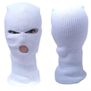 3 AGUJEROS MÁSCARA FACIAL BLANCA EXTRA LARGA INVIERNO TÉRMICO GORRO DE PUNTO CÁLIDO ESQUÍ PASAMONTAÑAS - Imagen 1 de 1