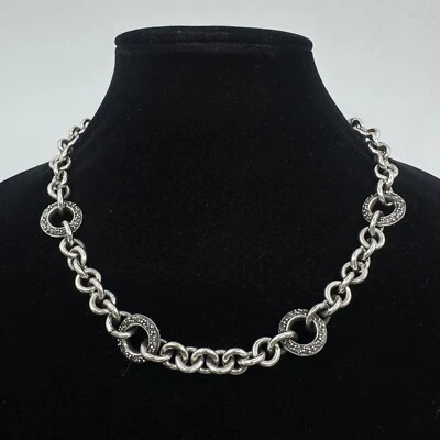 Collar de plata esterlina granulado de diseño Lois Hill 123 g 17" Foto 1 de 4