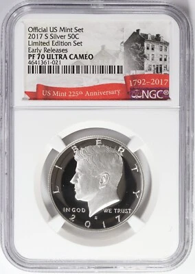 2017-S Kennedy Silver Proof Half Dollar NGC PF70 Ultra Cameo 50c Limited Edition - Image 1 of 4