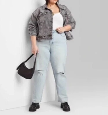 Pantalones de mezclilla para mujer Wild Fable tiro más alto años 90 pierna recta desgastados 18 nuevos con etiquetas Foto 1 de 4