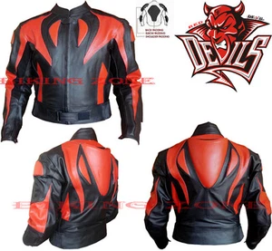 CHAQUETA DE CUERO DE MOTOCICLETA/MOTOCICLETA BLINDADA ESTILO DIABLO ROJO PARA HOMBRE - Imagen 1 de 2