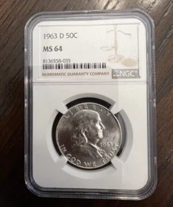 1963-D | Franklin Silver Half Dollar | NGC MS64 | Sammlung 4001 - Bild 1 von 2