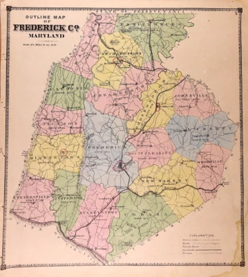1873 Plat / County Map ~ FREDERICK County, MARYLAND ~ (13x15)-#01 - Изображение 1 из 2