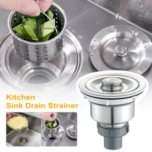 Home Kitchen Sink 3-1/2 Inch Stainless Steel Drain Assembly With Strainer Basket - Picture 1 of 10