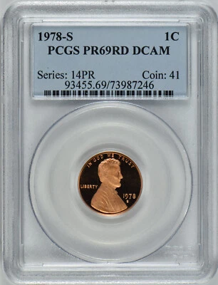 1978-S PCGS PR69DCAM Lincoln Memorial Cent Proof 1C - Image 1 of 2