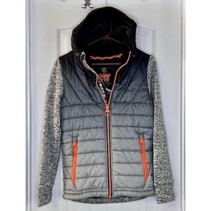 Superdry Men's Storm Hooded Hybrid Puffer Jacket, Size Small, Black Fade to Grey - Picture 1 of 12