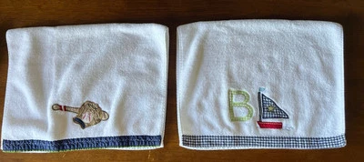 Pottery Barn Kids Sail Boat & Ball Glove Hand Towels, 2pc Set - Image 1 of 4