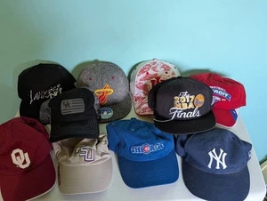 Sports Hat Adjustable Lot of 10 Random Hats - Picture 1 of 22