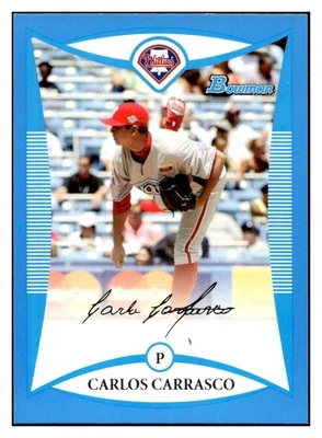 2008 Bowman Draft Picks & Prospects #BDPP66 Carlos Carrasco Prospects Blue #/399 - Image 1 of 2