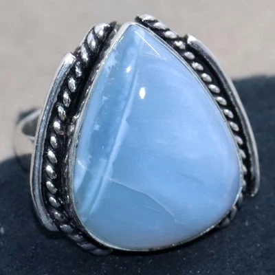 Кольцо с серебряным покрытием Owhyee Blue Opal 925 размер США 6,5 стильный вид JW - Изображение 1 из 3