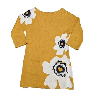 Anthropologie Field Flower Poppy Pocket Tunic Sweater Dress Size M Mustard Soft - Picture 1 of 11