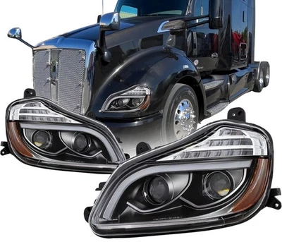 Juego de pares LED completo con bombilla para Kenworth 2013-2021 T680 negro lado derecho e izquierdo Foto 1 de 4
