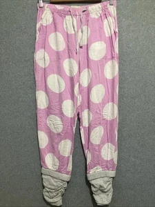 PETER ALEXANDER Pyjama Bottoms Womens S Small Pink Polka Dot Grey Ankle Warmers - Picture 1 of 11