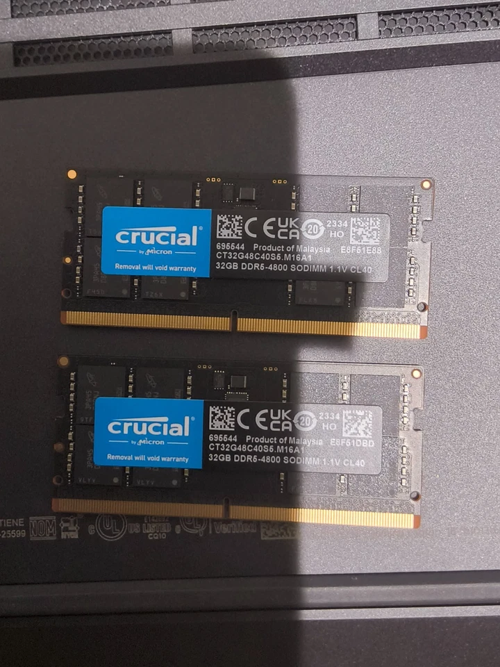 Crucial 64GB (2 x 32GB) DDR5-4800 PC5-38400 Laptop Memory Kit - CT2K32G48C40S5 - Image 1 of 1