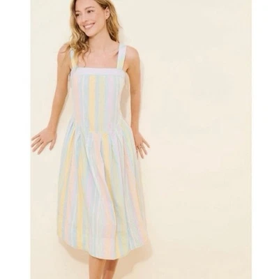 Vestido Free People Nuevo con Etiquetas Primavera Rayas Algodón Midi Pastel Correa Ajustable XS Foto 1 de 4