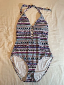 Ladies Multicoloured Swimsuit By F & F Size 16 Removable Padded Cups - Picture 1 of 6