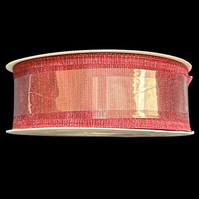 Place & Time Holiday Ribbon 1.5" X 10 Yds Red Wired Seasons Greetings Decoration - Image 1 of 4