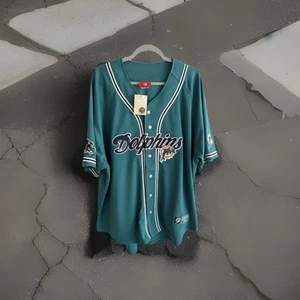 NWT Miami Dolphins  NFL Football  Embroidered Baseball Jersey 2XL - Picture 1 of 12
