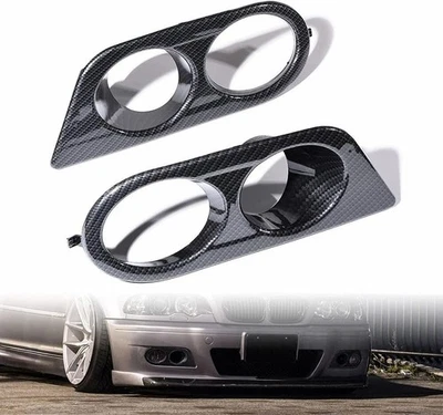 For BMW E46 M3 2001-2006 Fog Lamp Lights Covers Carbon Fiber Bumper Frame Bezel Foto 1 de 4