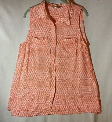 DALIA Colección Naranja Geométrica Sin Mangas Cuello Camisa 1x Foto 1 de 3