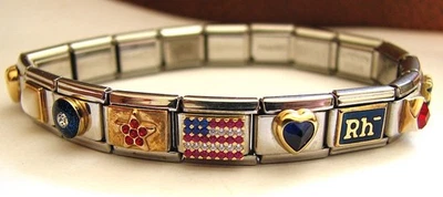 Pulsera Zoppini Italiana Modular Dijes 18 Eslabones Tema Americano Acero Inoxidable 18k Foto 1 de 4