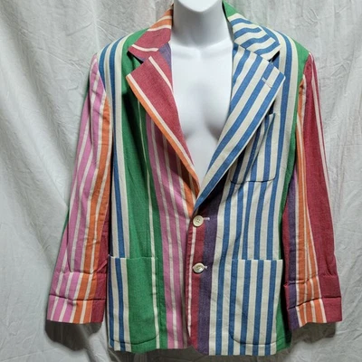 Chaqueta Blazer Para Mujer Ralph Lauren De Colección Talla 4 Arco Iris Rayas Hecha en EE. UU. LEER Foto 1 de 4