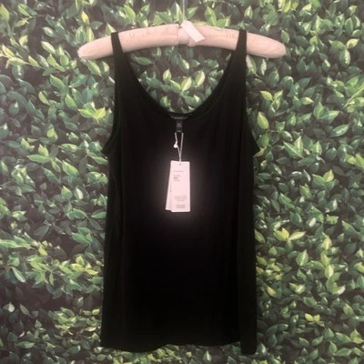 Camiseta sin mangas para mujer Eileen Fisher negra elástica de seda talla mediana nueva con etiquetas Foto 1 de 4