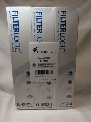 Set of 3 Filter Logic FL-RF02 Replacement Water Filters Fits Whirlpool 4396508 - Image 1 of 4