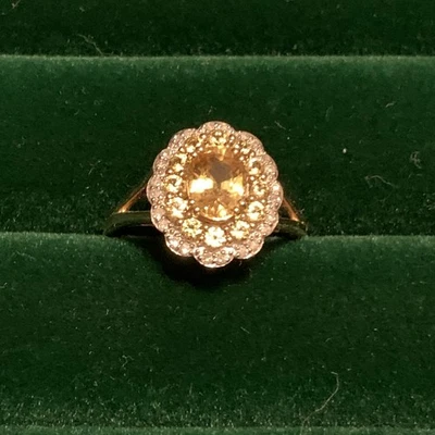 Anillo zafiro amarillo y diamantes oro amarillo 14k talla 7 Foto 1 de 4