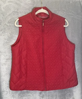 Relativity Red Quilted Vest 1X Zip Front Lightweight Puffer Layering Jacket - Image 1 of 4