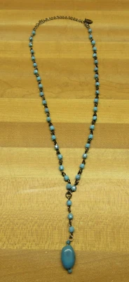 CLAIRES 17" Tono Plata Metal Azul Y Gota Ovalado Colgante Cuentas Collar Niña Dama Foto 1 de 3