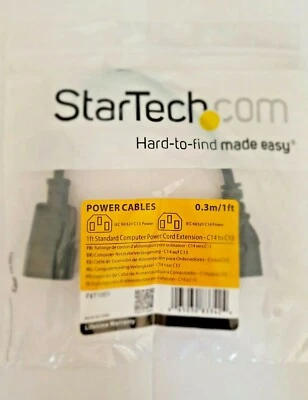 StarTech 1ft Standard Computer Power Cord Extension C14 to C13 New - Image 1 of 3