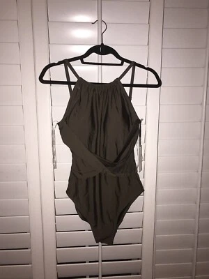 Traje de baño de una pieza Calvin Klein nuevo con etiquetas, color: verde oliva, talla: 10 Foto 1 de 4