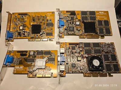 ASUS 3D AGP Cards x4 LOT: AGP-V300C, V3000ZX, V3400TNT, V3800/32M TV - Image 1 of 4