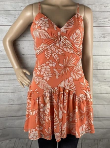 NWT Forever 21 Dress Small Peach Cream Floral Chiffon Ruffle Sexy Short Sundress - Picture 1 of 12