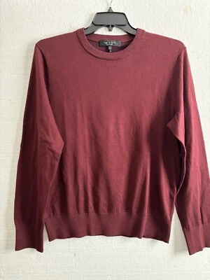 Rag & Bone Men’s Barrow Crew Neck Sweater Cotton Silk Cashmere Burgundy Sz L - Image 1 of 4