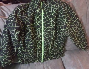 CHILDREN'S KID'S BOY'S REVERSIBLE BLACK NEON SPIDER WEB JACKET COAT size large ? - Picture 1 of 6